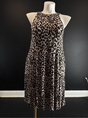 Torrid Halter Neck Sleeveless Leopard Print midi- Swing Dress